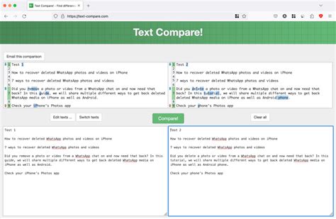 captaincompare com|Online Text Compare .